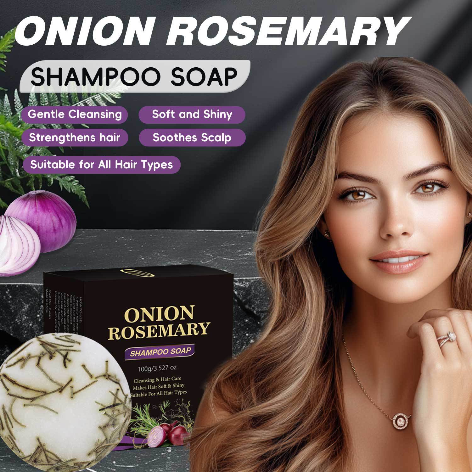 Rosemary Onion Shampoo Soap Universal – For All Hair Types (100g) - Image 3