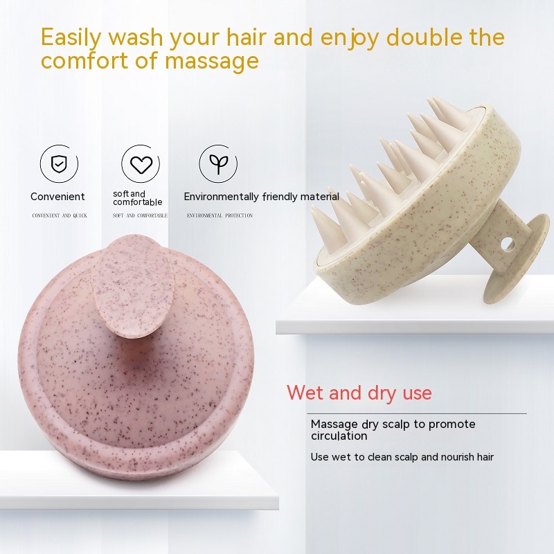 Fashion Massage Soft Rubber Shampoo Brush – ABS Wheat Straw, 4 Colors - Image 3