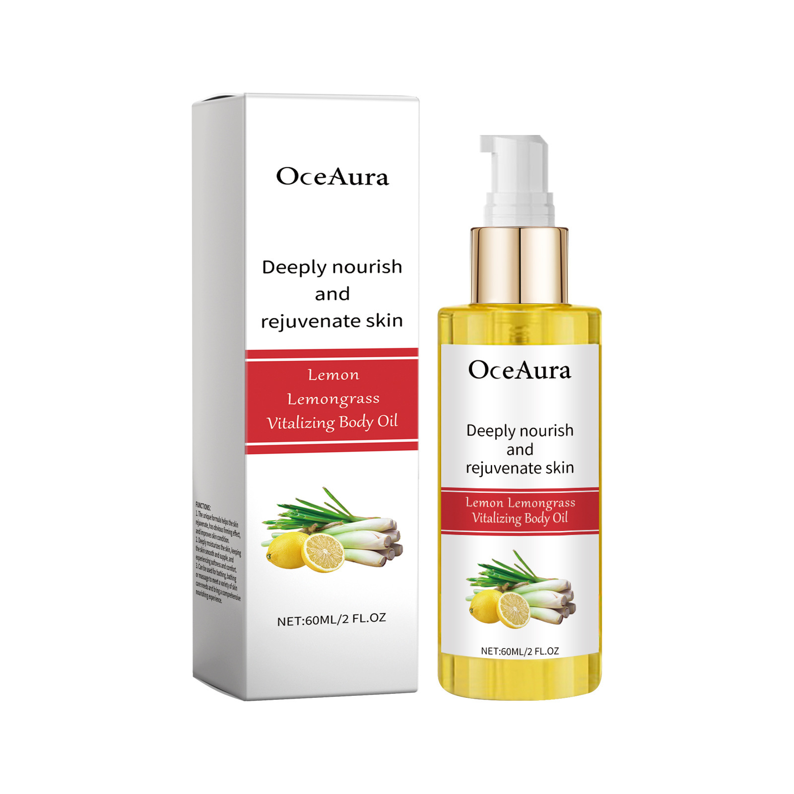 "Body Skin Nourishing & Moisturizing Oil with Lemon & Lemongrass"