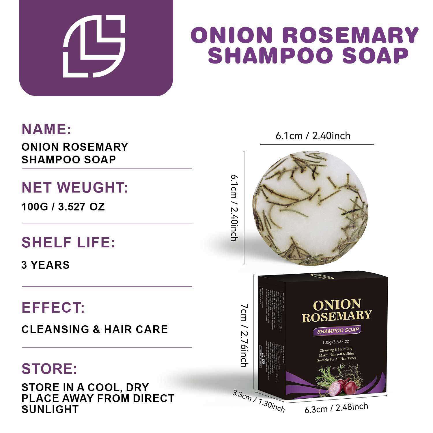 Rosemary Onion Shampoo Soap Universal – For All Hair Types (100g) - Image 4