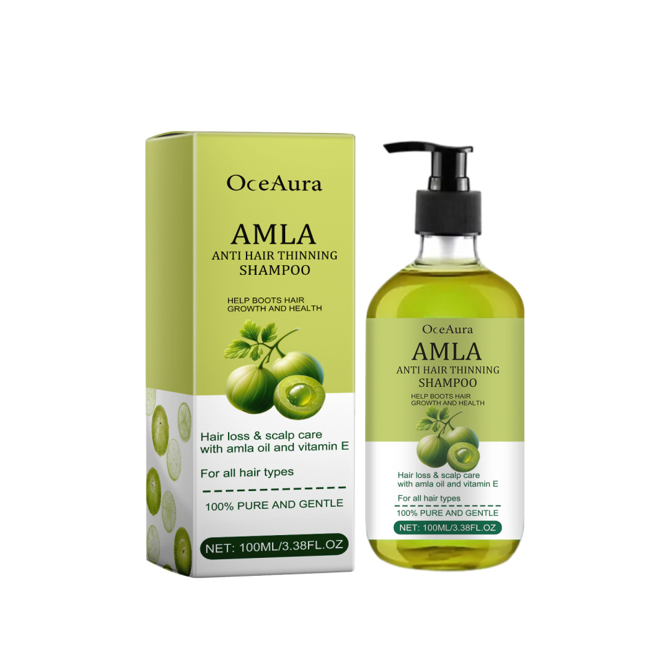 Amla Anti Hair Thinning Shampoo with Carrot Extract, Vitamin E, and Tea Tree Oil for Thicker Hair