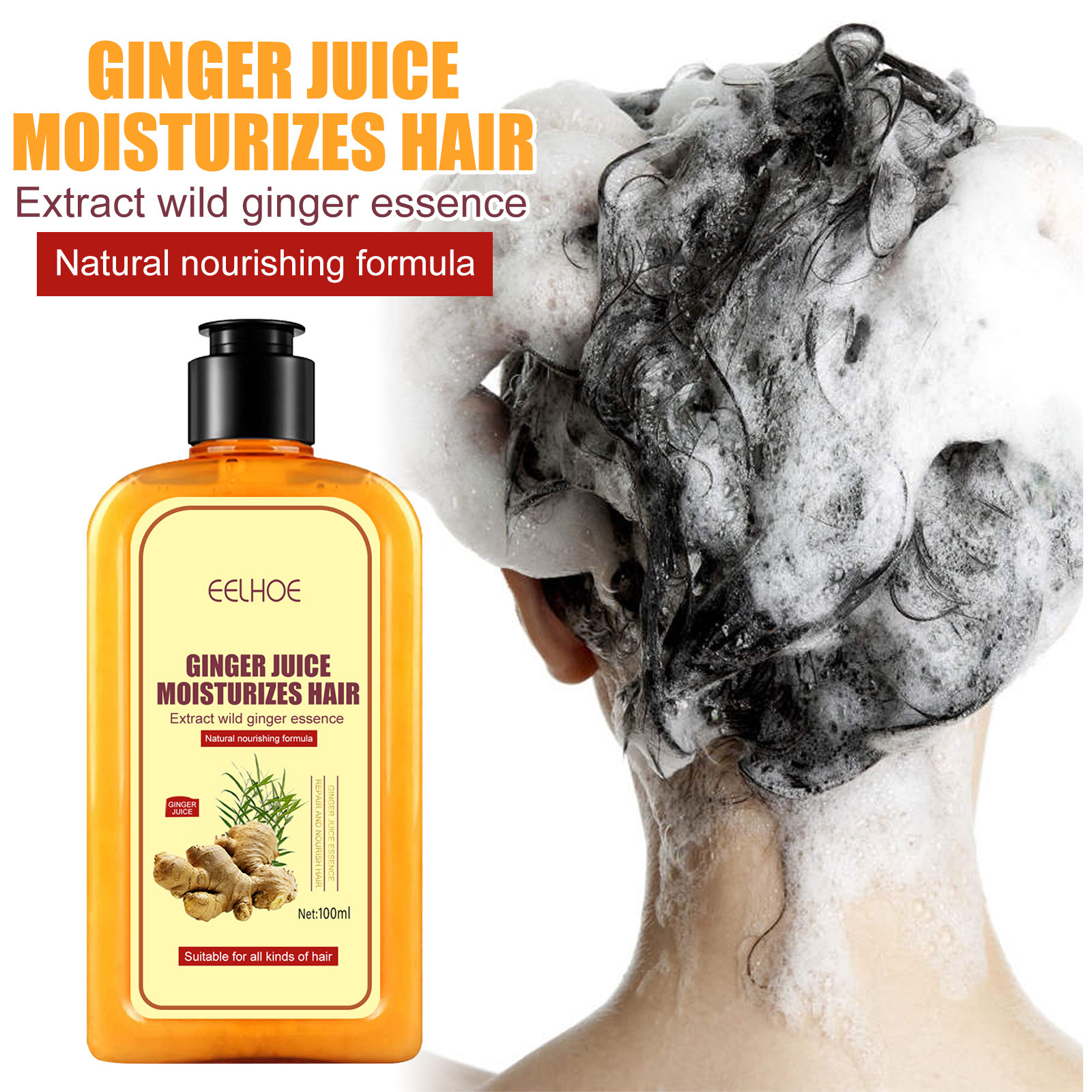 Ginger Strong Hair Nourishing Shampoo – Prevent Hair Loss & Repair Damaged Hair (100ml) - Image 2