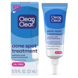Clean & Clear Acne Spot Treatment Gel Cream – Fast-Acting 2% Salicylic Acid Formula for Clear, Glowing Skin